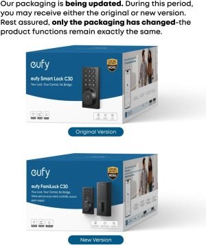eufy Security Smart Lock C30, Keyless Entry Door Lock, Built-in WiFi Keypad Deadbolt for Front Door, No Bridge Required, Easy Installation, App Remote Control, Reliable Power, BHMA Grade 3