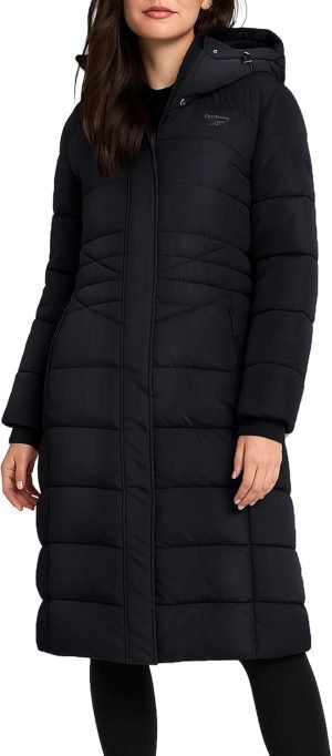 Reebok Womens Maxi Puffer Jacket – Long Length Parka – Heavyweight Wind &...