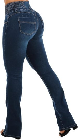 Moda Xpress Women’s Juniors Butt Lifting Spandex Waist Bootcut Jeans – High Wa...