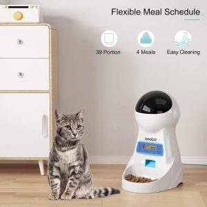 Iseebiz Automatic Cat Feeder, 101oz/3L Timed Cat Feeder for Dry Food with Anti-Clog Design...