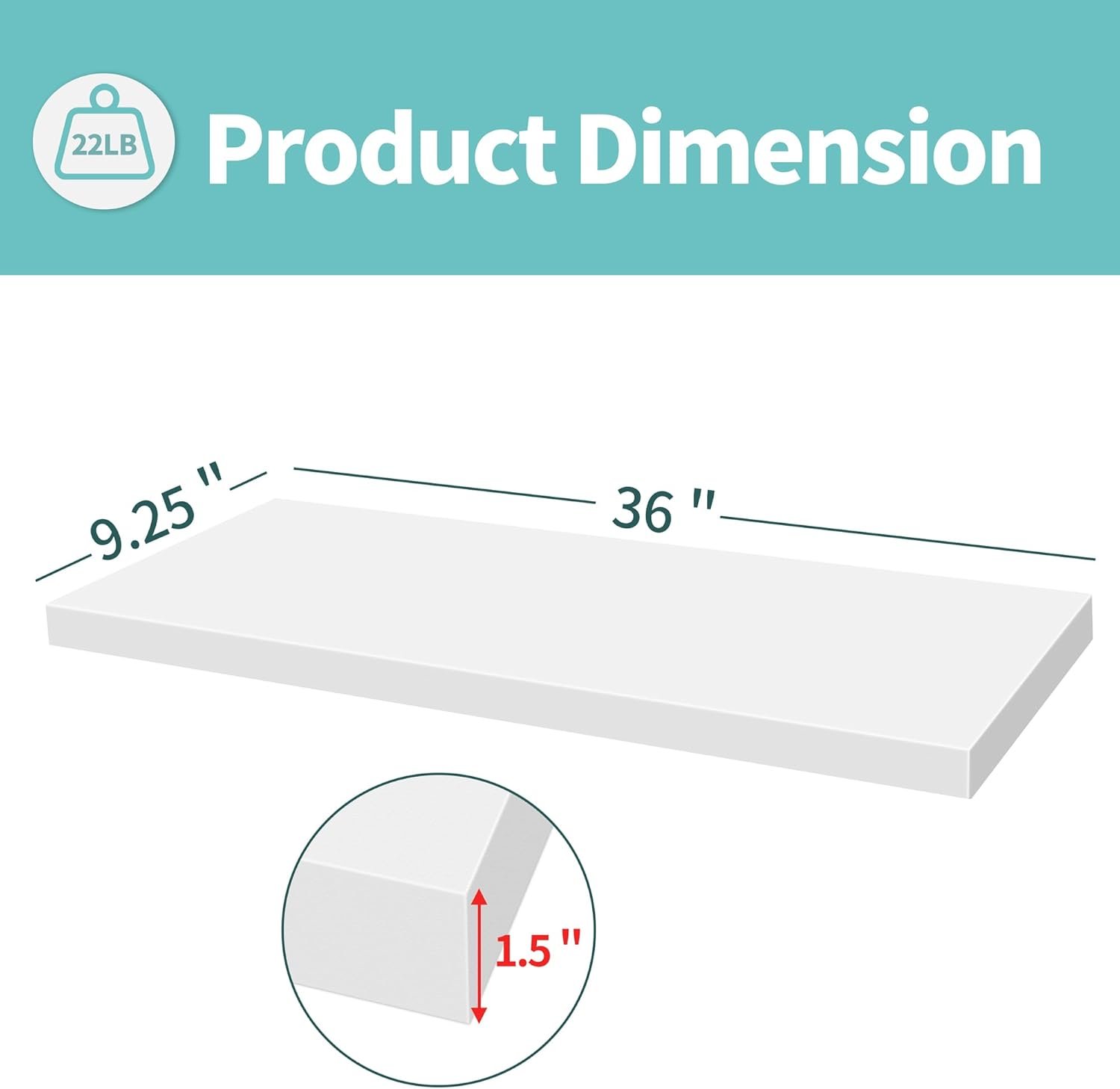 LaVie Home Floating Shelves, 36 Inch Wall Shelf Set of 2, Hanging Shelf with Invisible Brackets, Wall Decor for Bathroom, Bedroom, Living Room, Kitchen Storage, Modern White - Image 2