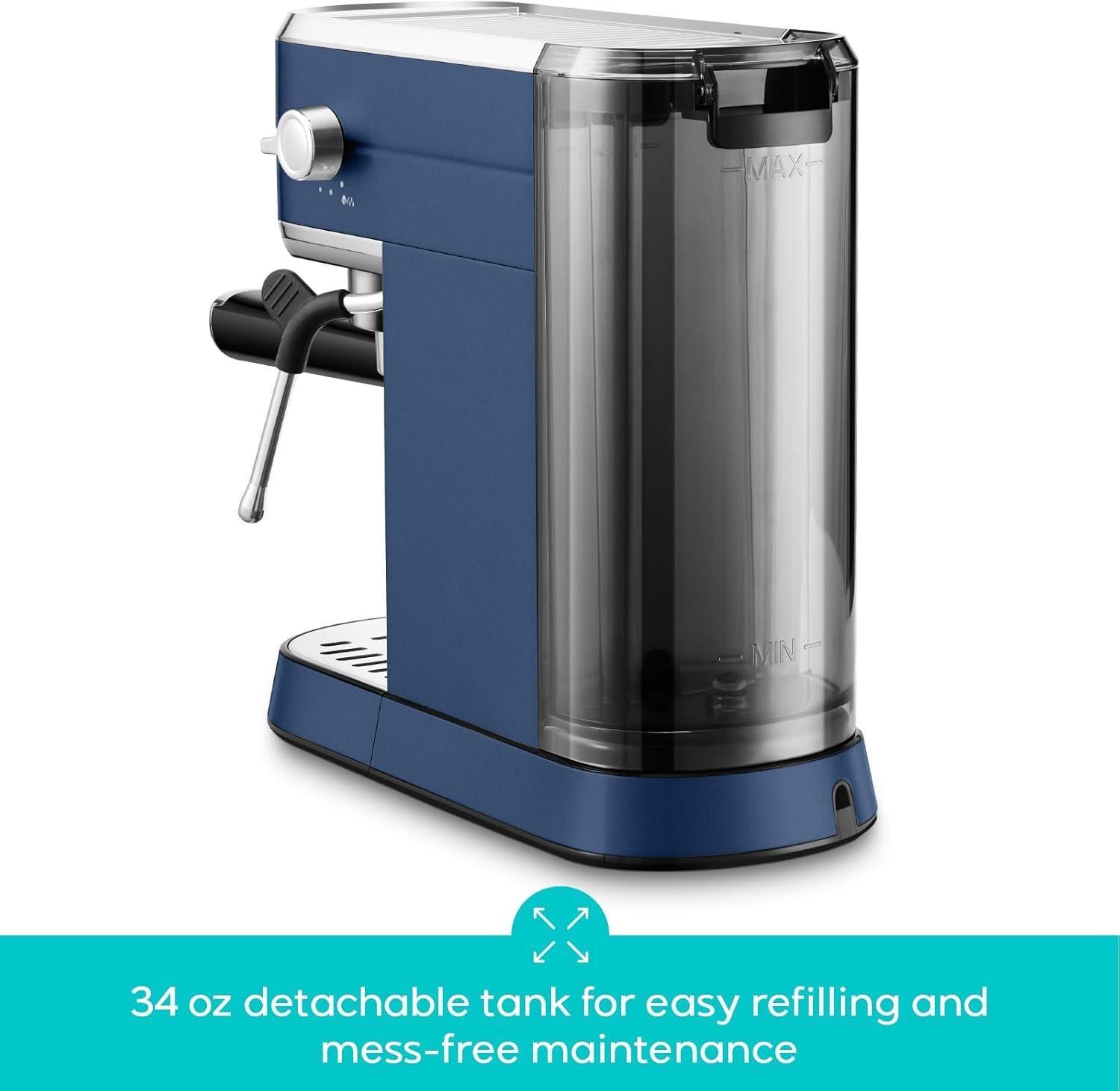 CASABREWS Espresso Machine 20 Bar, Professional Espresso Maker with Milk Frother Steam Wand, Espresso Coffee Machine with 34oz Removable Water Tank, Gift for Coffee Lovers, Coffee Gift, Sapphire Blue - Image 5