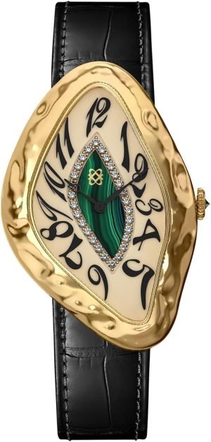 PASCAL Paradoxe Diamond Watch for Men Women Unique Style with Liquid Fluid Design, Genuine Leather Strap Interchangeable, Lab-Grown Diamonds & Sapphire Crystal, 3 ATM–Ideal Gift for Him/Her