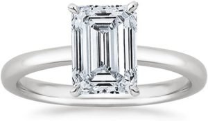 Houston Diamond District Lab Grown Solitaire Emerald Cut IGI CERTIFIED Diamond Engagement Ring (E-F Color VS1-VS2 Clarity)