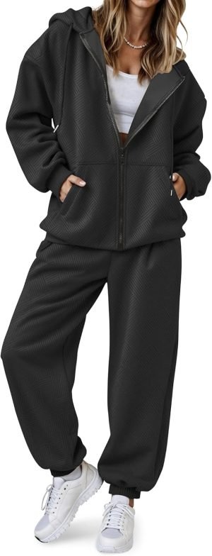 SHESHOW Fall Outfits for Women Oversized Zip up Hoodie Sweatshirt Jogger Sweatpants 2 Piec...