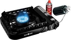 GasOne 15,000 BTU Propane or Butane Stove Dual Fuel Stove Portable Camping Stove – Patented – with Carrying Case Great for Emergency Preparedness Kit
