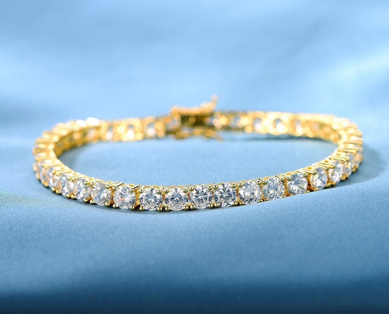 Gemsme 18K Yellow Gold/White Gold Plated Wedding Jewelry Set Tennis Necklace/Bracelet/Earrings Sets Pack of 3 - Image 3