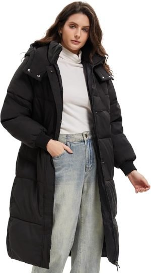 Long Puffer Jacket for Women,2024 Thickened Winter Coat Hooded with Deep Pockets, Ladies W...