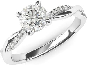 Sterling Silver 4-Prong Petite Twisted Vine Simulated 1.0 CT Diamond Or Moissanite Engagem...