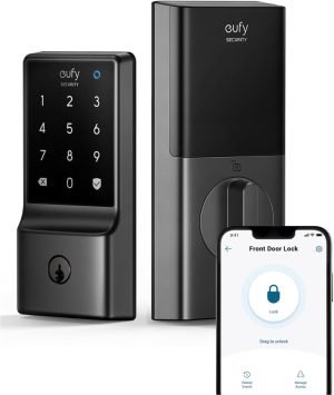 eufy Security Smart Lock C210, Keyless Entry Door Lock, Built-in WiFi Deadbolt, Smart Door Lock, No Bridge Required, Easy Installation, Touchscreen Keypad, App Remote Control, 4 AA Batteries Included