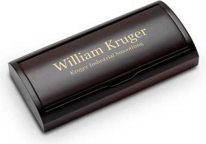 Executive Gift Shoppe | Custom Engraved Black & Gold Ballpoint Pen with Cherry Wood Box