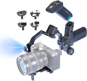 FeiyuTech SCORP Mini 3 Pro Gimbal Stabilizer for Camera, Max 59ft AI Tracking, Gimbal with Remote Handle&Cooling Mount, for Sony/Canon/Nikon/Gopro/DJI Action 5 pro/iPhone(Max 4.4lbs) Vertical Shooting