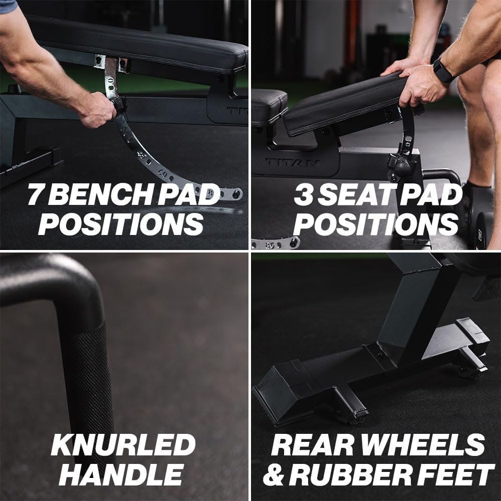 Titan Fitness Performance Series Adjustable Bench, Supports 650 LB Incline, Versatile Utility Bench for Home Gym Weightlifting,Strength Training, Flat, Incline, Upright Positions - Image 4