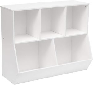 HOOBRO Kids Bookshelf, Bookcase Footboard, Toy Storage Cubby, Children’s Toy Shelf, 35.4″ L Storage Cabinet, Fit for Children’s Room, Playroom, Hallway, Kindergarten, White WT32CW01