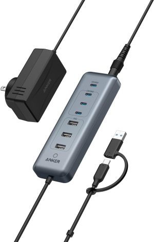 Anker USB C Hub, 8-in-1 5Gbps Data Hub, USB Splitter with 3 USBA and 4 USBC Ports, 100W PD...
