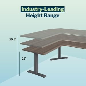 Vari ComfortEdge 80×60 L-Shape Electric Standing Desk – Height Adjustable Sit-Stand Corner Desk for Home Office with Reversible Left/Right Design + Espresso Wood Top/Slate Legs (Ships in 3 Boxes)
