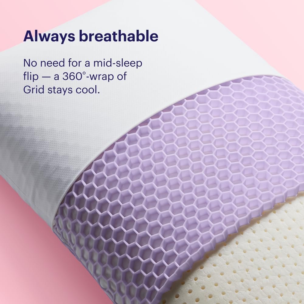 Purple Harmony Pillow - Standard - Medium, Greatest Pillow Ever Invented, 360º Hex Grid & Talalay Latex Core - No Pressure Support, Stays Cool, Luxurious Comfort - Image 6