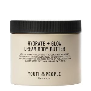 Youth To The People Superberry Hydrate + Glow Dream Body Butter – 3% Niacinamide + Jojoba Oil, Shea + Cupuaçu Butters, Yuzu + Green Tea + Blonde Woods Scented Body Lotion, Firming Moisturizer, Vegan
