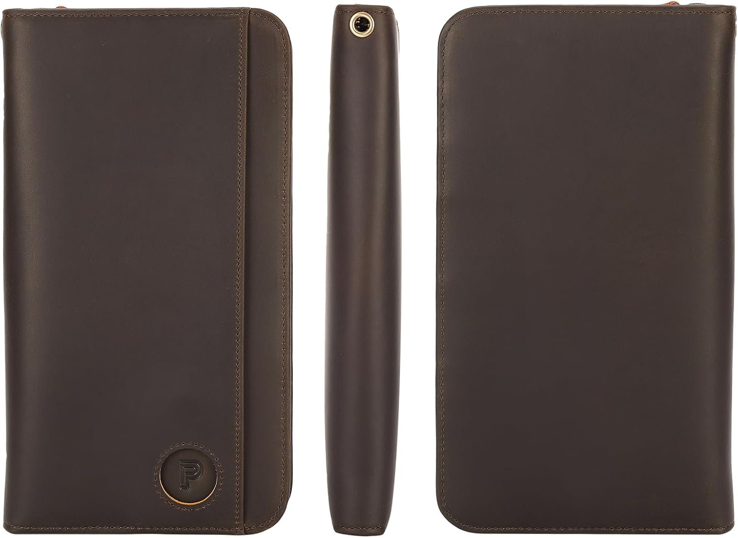 Polare Full Grain Leather Family Passport Holder Travel Documents Organizer RFID Blocking Wallet with Coin Pouch and AirTag Slot Fits 6 Passports - Image 9