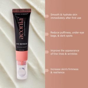 Aeonia Eye Refresh, Certified Space Technology Skincare – Hydrating & Anti-Aging Eye Cream with Bacillus Lysate, Reduces Fine Lines, Puffiness & Dark Circles, Firming & Illuminating Formula, 0.5 Fl Oz