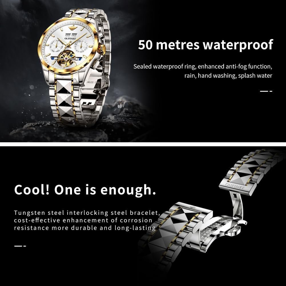 OLEVS Watches for Men Luxury Diamond Casual Large Dial Watches Stainless Steel Waterproof Business Dress Analog Luminous Date Mens Watches - Image 3
