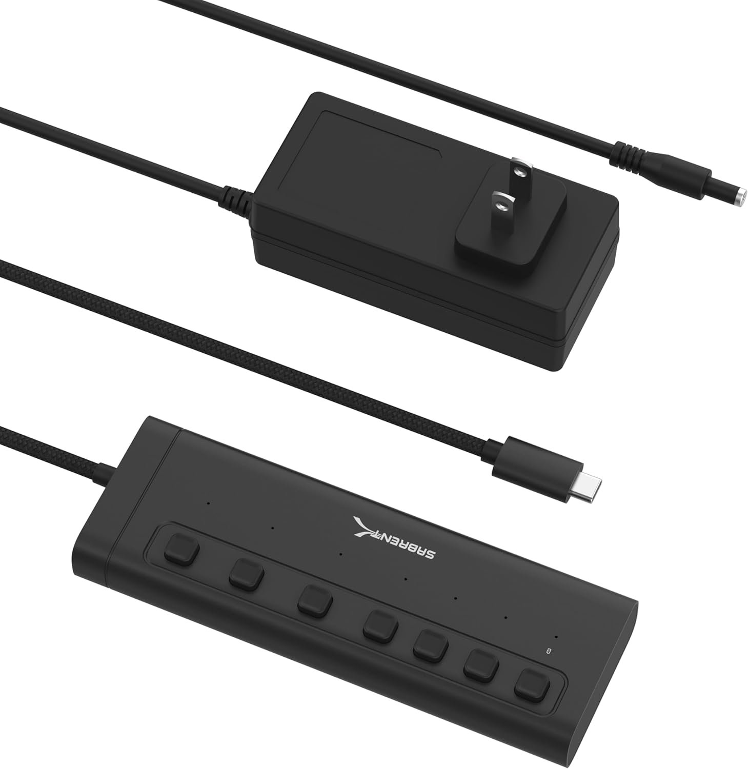 SABRENT 7-Port USB-C Hub with Power Switches, 5Gbps USB 3.2, 48W Powered Hub with 3 USB-A + 4 USB-C Ports, 20W PD, LED Status, Aluminum Body – for Mac, PC, Steam Deck, ROG Ally (HB-3A4C) - Image 7