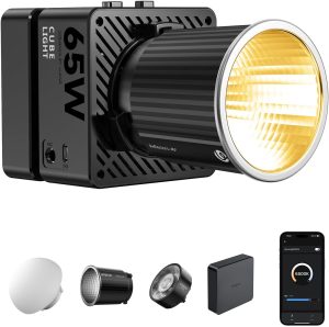 ULANZI EC65 Video Light – 65W COB LED Video Light Mini Bi Color Portable Continuous Output Lighting with Battery & APP Control, 2700K-6500K CRI≥95 Bowens Mount Handheld Spotlight for Camera, Tripod