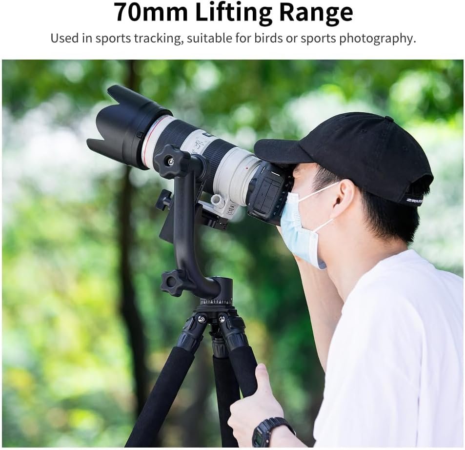 K&F CONCEPT Aluminum Alloy 360 Degree Panoramic Gimbal Tripod Head with 1/4'' Standard Quick Release Plate and Bubble Level,Load Capacity up to 20kg/44lbs - Image 9
