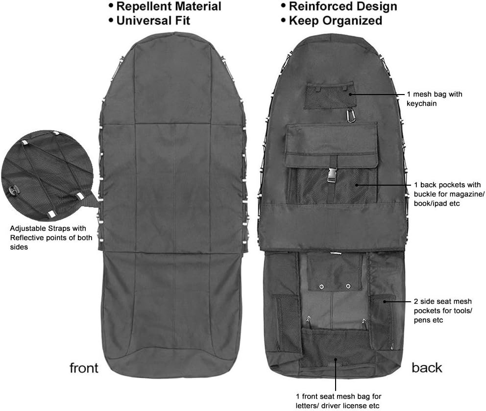 TIROL Waterproof Front Seat Covers High Back Seat Cover Bucket Seat Covers with Multi-Pockets for Semi Truck Cars Van SUV Pickup (Pack of 2) - Image 5