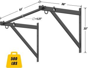 Wall Mounted Pull Up Bar, Adjustable Depth 51″ Chin Up Bar, Strength Training Pull-Up Bars 500LBS Weight Capacity, Home or Garage Gym Chin Up Workout Training Station