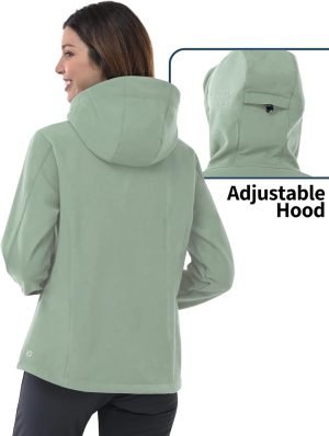 Outdoor Ventures Women’s Softshell Jacket with Hood Fleece Lined Warm Lightweight Wa...