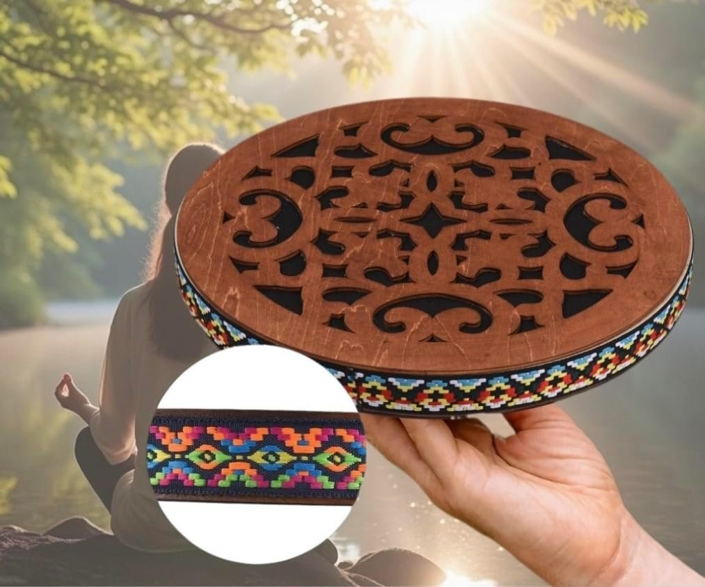 Handmade wooden ocean drum, sound healing wave drum, onomatopoeic tambourine, pleasant sound to release stress, yoga meditation performance accompaniment gift (12 inchs) - Image 6