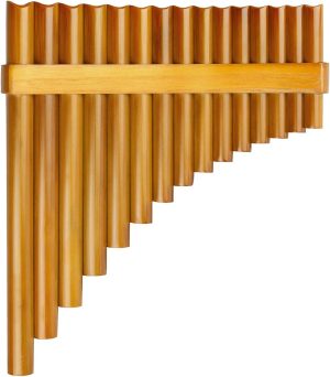 15 Pipes Brown Pan Flute G Key Chinese Traditional Musical Instrument Pan Pipes Woodwind Instrument (Left-Hand)