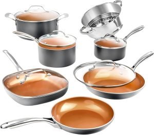 Gotham Steel 12 Pc Ceramic Cookware Set Nonstick, Ceramic Pots and Pans Set Non Stick with...