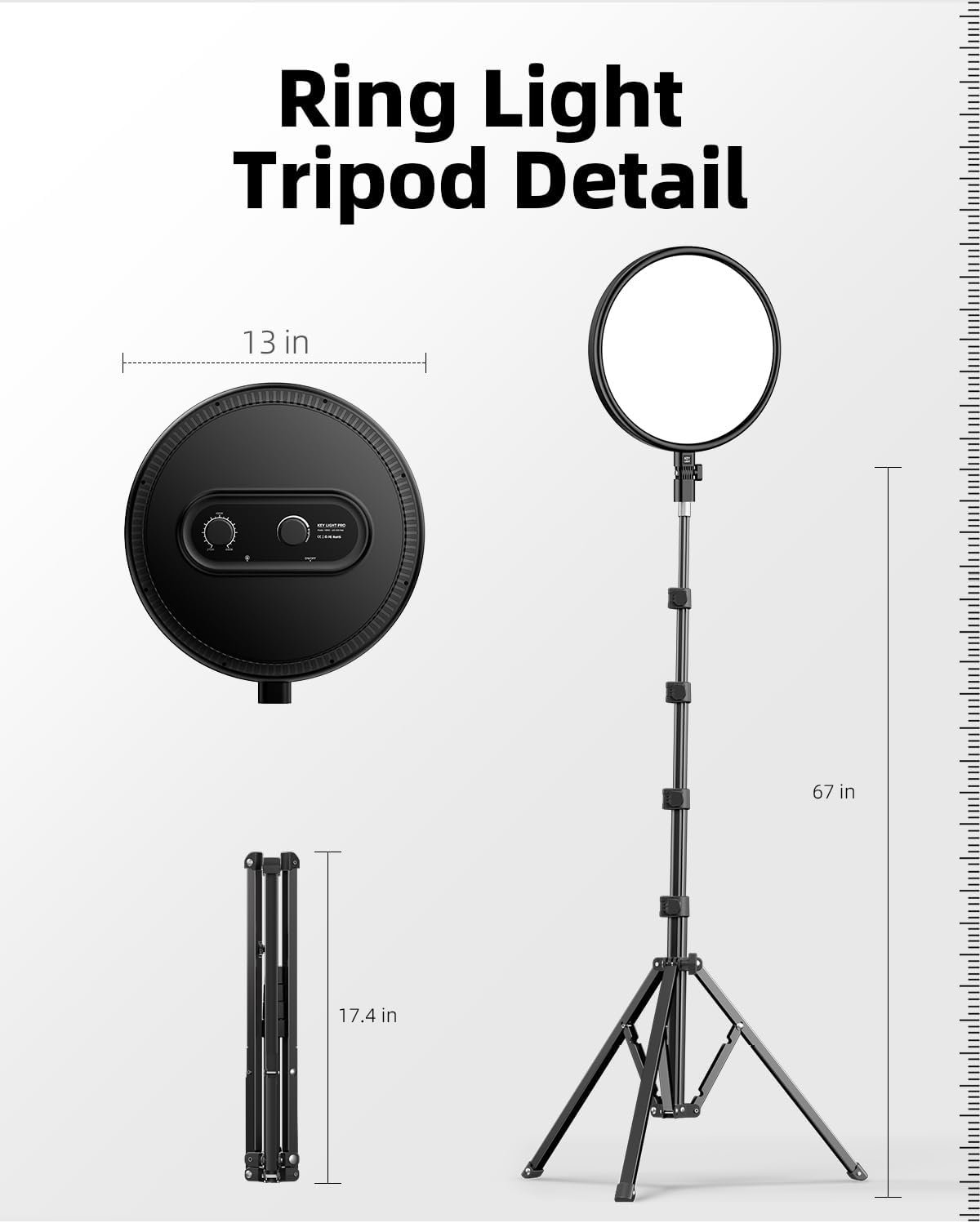 Weilisi Ring Light with 72" Tripod Stand and Phone Holder, 6500K Full-Screen Selfie Ring Light for Makeup Barber Video Recording, Photography Lighting, Ring Light Tripod for iPhone Phone with Remote - Image 8
