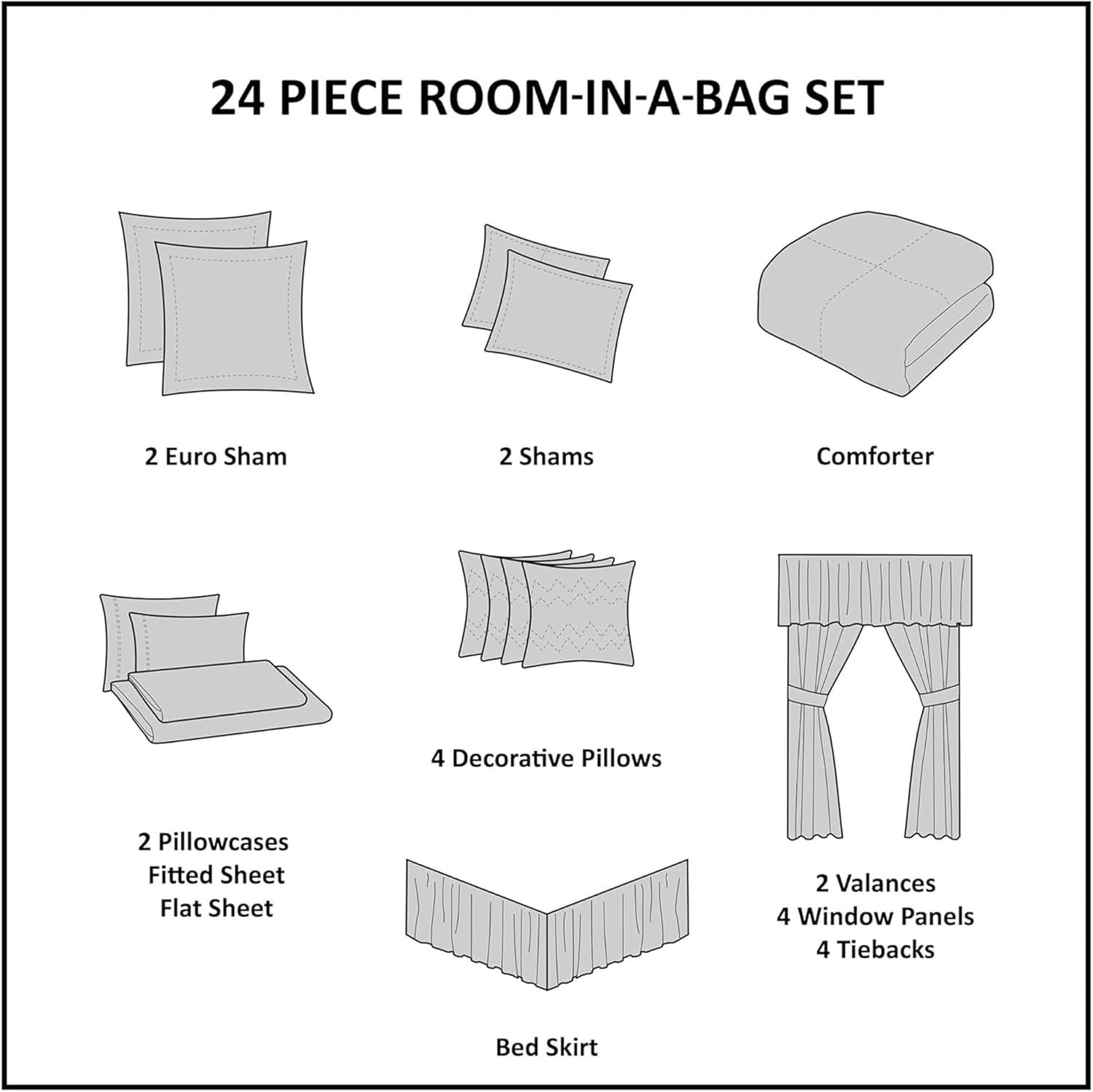 Madison Park Essentials Brystol 24 Piece Room in a Bag Faux Silk Comforter Jacquard Paisley Design Matching Curtains Down Alternative Hypoallergenic All Season Bedding-Set, King (104 in x 92 in), Teal - Image 6