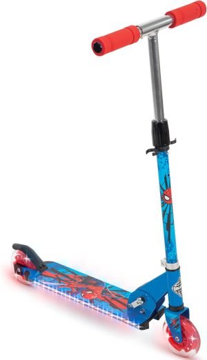Huffy Disney and Marvel Light Up Kids’ Inline Scooters, Multiple Color Options, LED Lights, Ages 5+ Years Old, Adjustable Handlebar, Durable Steel Frame, Foldable, Girls/Boys, 2-Wheels