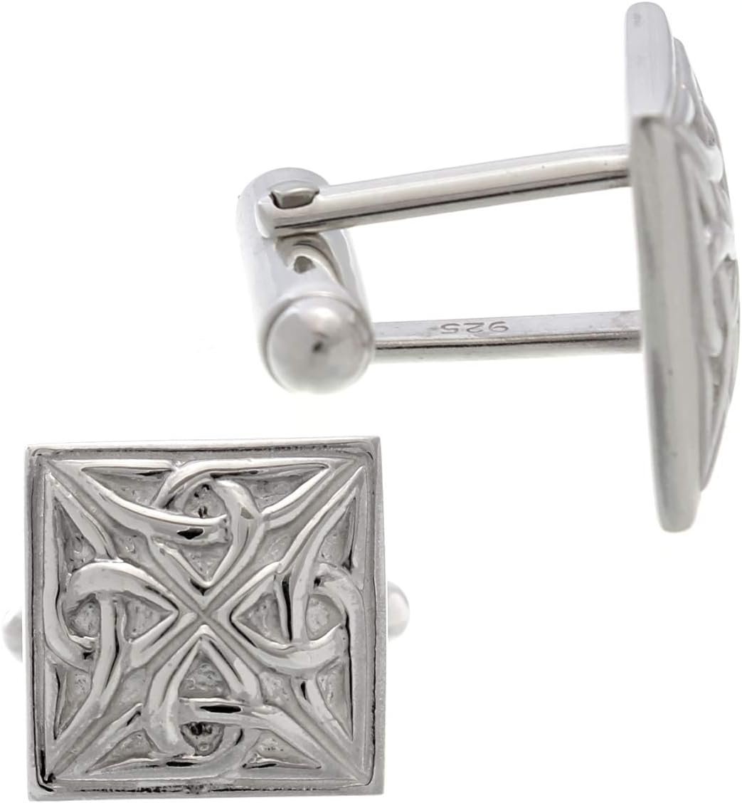 Alexander Castle Men's Cufflinks 925 Sterling Silver Celtic - 15mm Square Celtic Trinity Cufflinks with Jewelry Gift Box - Image 4