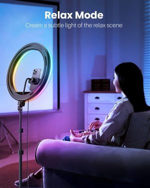 Weilisi 12” Ring Light with Stand 72” Tall & 2 Phone Holders,38 Color Modes Selfie Light with Tripod Stand, Big LED Ring Light for iPhone/Android/Camera,YouTube,Makeup