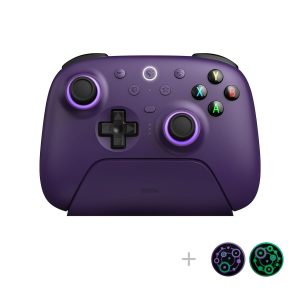 8Bitdo Ultimate 2 Wireless Gaming Controller with TMR Joysticks, Switchable Hall Effect/Tactile Triggers, 8Speed Wireless Tech, Charging Dock, RGB Fire Ring for PC & Android – Purper