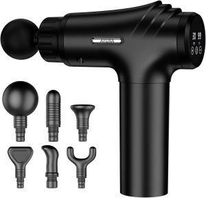 AYURA Massage Gun Deep Tissue, Muscle Massager Gun for Pain Relief, Percussion Massage Gun with 30 Speeds & 6 Heads, Portable Handheld Back Massage Gun for Athlets Men Women