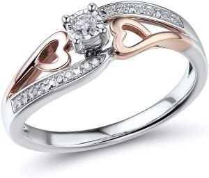Diamond Promise Ring in 10kt Rose Gold and Sterling Silver 1/10 cttw H-I Color, I2-I3 Clarity