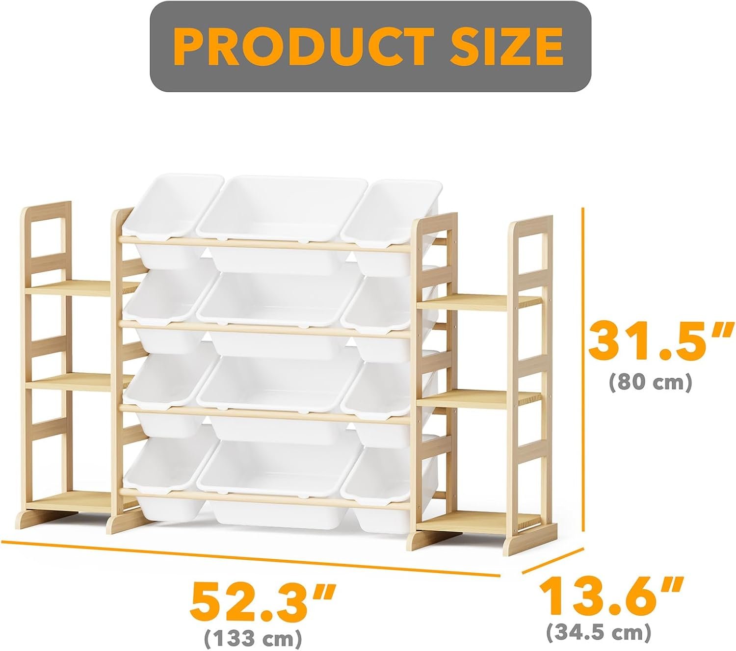 SpaceAid Toy Storage Organizer with 6 Shelves and 12 Bins, Bookshelf/Bookcase, Kids Bin Shelf, Toys Box for Playroom Organization for Bedroom & Room Decor, White, 52.3" W - Image 2