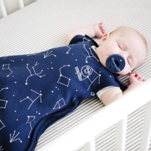 Woolino 4 Season Ultimate Baby Sleeping Bag – Merino Wool and Organic Cotton – Universal Size Adjustable Sleep Sack for Baby – Two-Way Zipper Sleeping Bag (2-24 Months) – Night Sky
