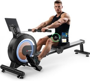 Rowing Machine, Magnetic Rowing Machine for Home, Upgraded 32-Levels Quiet Resistance with Smart Electronic Knob, 350 LBS Weight Capacity, Compact Rower Machine Easy Assembly, App Supported
