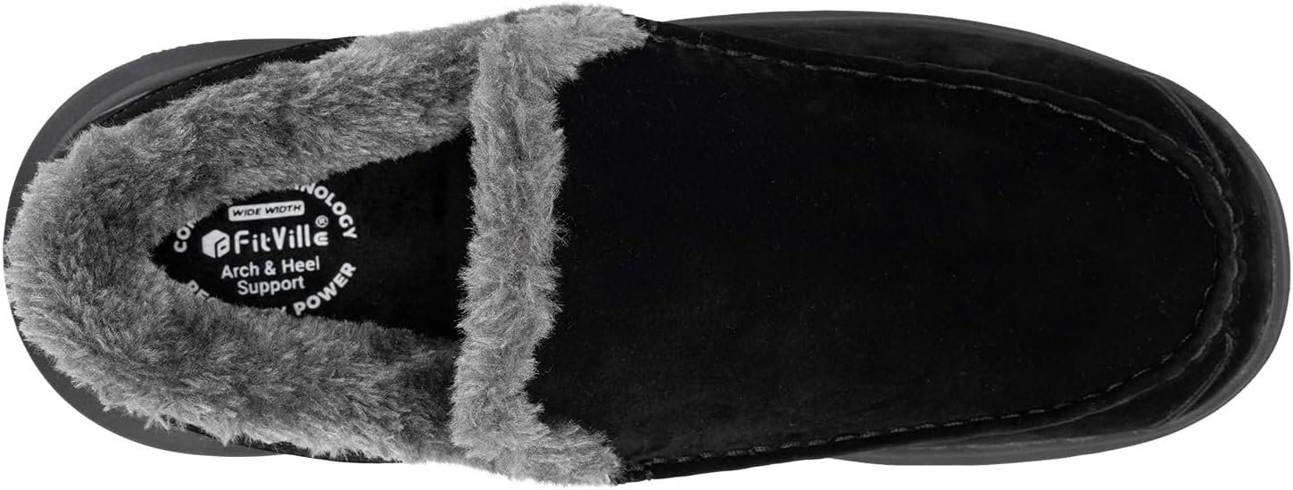 FitVille Extra Wide Men Slippers Slip-on House Slipper Non Slip Orthopedic Winter Shoes for Flat Feet Indoor & Outdoor - Image 7