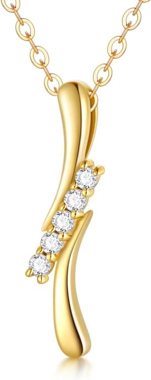SISGEM Natural Diamonds Necklace for Women, 14K Solid Gold Soulmate Diamond Pendant Necklace Fine Jewelry Anniversary Birthday Gift for Her, Wife, Mom 18 inch