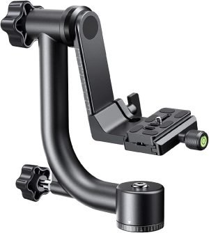 K&F CONCEPT Aluminum Alloy 360 Degree Panoramic Gimbal Tripod Head with 1/4” Standard Quick Release Plate and Bubble Level,Load Capacity up to 20kg/44lbs