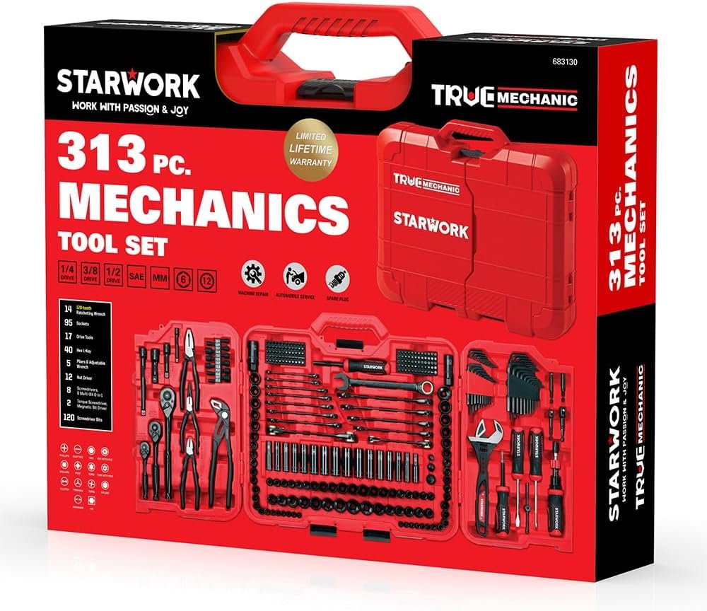 STARWORK TRUE MECHANIC™ 313-Piece Mechanics Tool Set and Socket Set, Professional SAE/Metric - Image 8