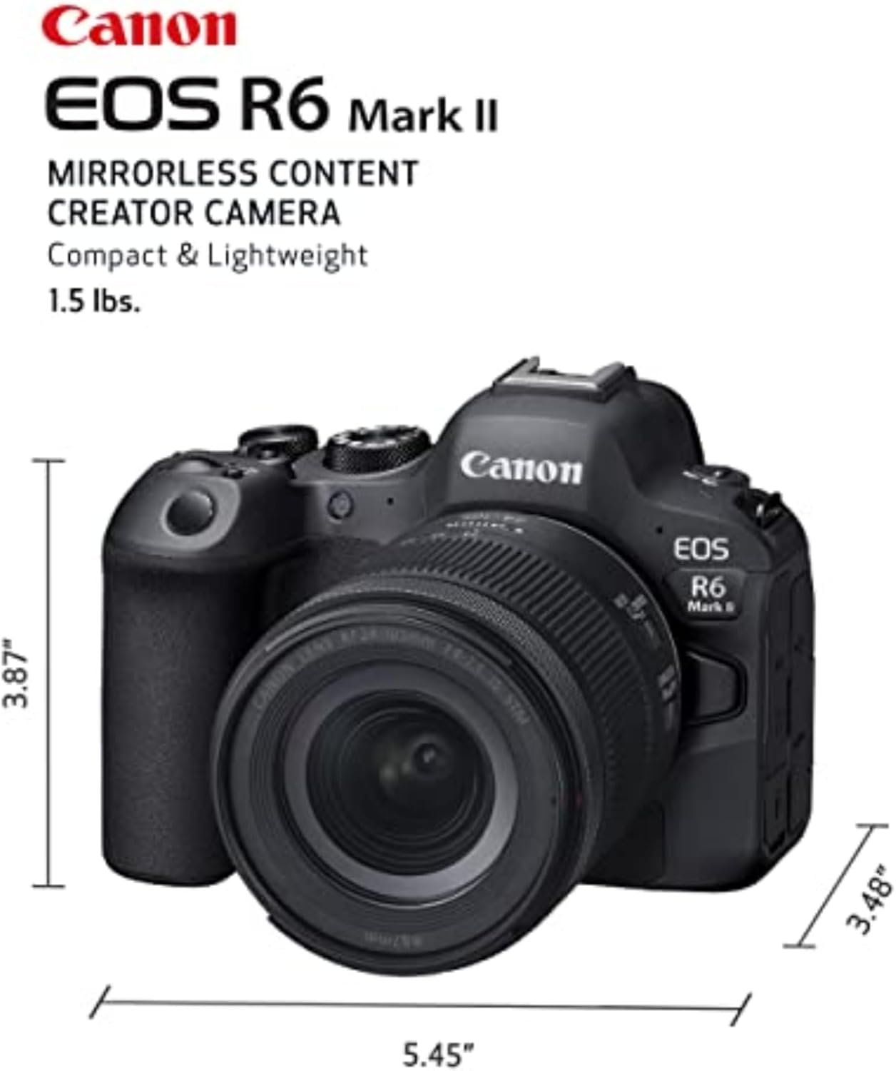 Canon EOS R6 Mark II Mirrorless Camera RF24-105mm F4-7.1 is STM Lens Kit, Full-Frame Hybrid Camera, 24.2 Megapixel CMOS Sensor, Photo and Video Capabilities, Black - Image 2